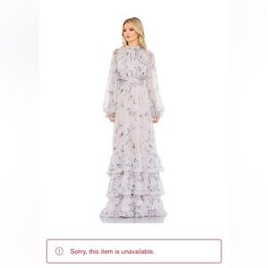 Mac Duggal
Women's Floral Print Ruched
Raglan Sleeve Tiered Gown Size 12